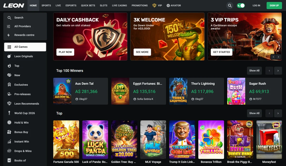 LEON Casino website for Australian players